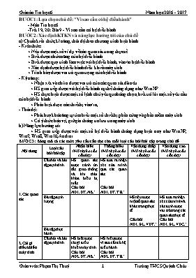Giáo án Tin học 6 - Chủ đề Vì sao cần có hệ điều hành - Năm học 2016-2017 - Phạm Thị Thủy